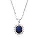 Rhodium Plated Sapphire Crystal and Clear Cubic Zirconia Prong Set Pendant with 16 inch Chain