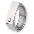 Polished Titanium and 1/10ct. Diamond Ring (6.0 mm) With Wood Box - Sizes 8-12