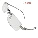 Plastic Unisex Rimless Clear Gray Arm +2.5 Presbyopic Glasses