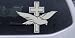 6in X 8in Silver -- Dove With Cross Christian Car Window Wall Laptop Decal Sticker