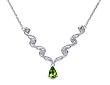 Eye catchy 1.25 carats total weight Pear Shape Peridot & White CZ Gemstone Necklace in Sterling Silver