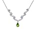 Eye catchy 1.25 carats total weight Pear Shape Peridot & White CZ Gemstone Necklace in Sterling Silver Rhodium Finish