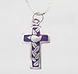 Cross Pendant with Peace Dove and Leaves in Sterling Silver with Patina Finish on a 16" Box Chain, #9106