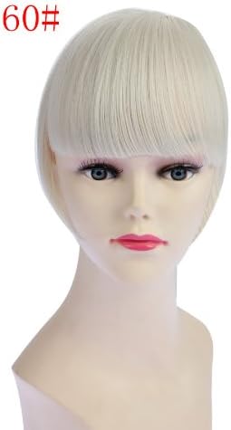 Onedor Women Ladies Girls Clip on Clip in Front Hair Bang Fringe Hair Extension with Long Earlock (60#-snow White)