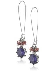 Betsey Johnson "Iconic Amethyst" Crystal Gem Long Drop Earrings
