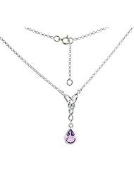 Sterling Silver Celtic Tear Drop Necklace w/ Natural Amethyst, 16 inch long