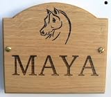 Outdoor Living : Solid Oak Laser Engraved House Sign 17"x7" Arched