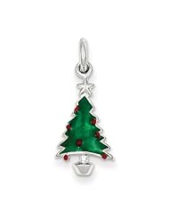 Sterling Silver Enameled Christmas Tree Charm, Best Quality Free Gift Box Satisfaction Guaranteed