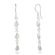 Sterling Silver Natural White Mother of Pearl Shell Triple Drop Hook Earrings