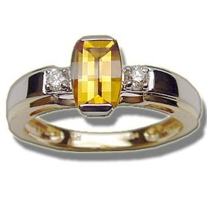 Buy .105 CT 7X5 BARRELL CUT CITRINE TWOTONE RING by Rubin Arthur and Co.