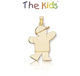 14k Yellow Gold Boy's Reach For A Kiss 20mm Charm Pendant