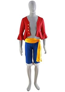 Mtxc Men's One Piece Cosplay Costume Monkey D. Luffy 4th Kid Size Large Red