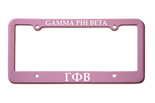 Officially Licensed Gamma Phi Beta License Plate Frame - Matte Pink