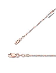 18" 14K Rose & White Gold 1.5mm (0.06") Polished Diamond Cut Sparkle Chain w/ Lobster Clasp