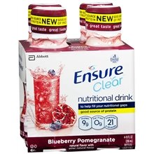 Ensure Clear Nutritional Drinks 4 Pack Blueberry Pomegranate 10.0 oz. X 4 Pack (Quantity of 4)