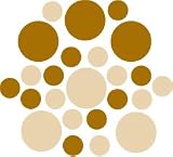 Set of 30 - Beige / Metallic Copper Circles Polka Dots Vinyl Wall Graphic Decals Stickers
