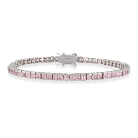 Sterling Silver Pink CZ Tennis Bracelet by 
