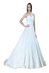 Strapless Lace-Up Satin Sleeveless Full Length Empire   Waistline Wedding Dress  with a Chapel Train 