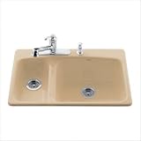 KOHLER K-5924-2-0 Lakefield Self-Rimming Kitchen Sink, White