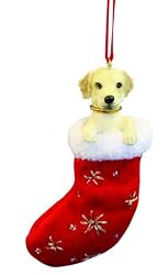 Santa's Little Pals Yellow Labrador Stocking Christmas Ornament