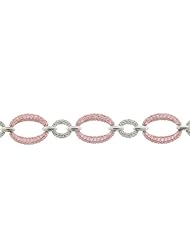 Sterling Silver Rose Pave Link Bracelet