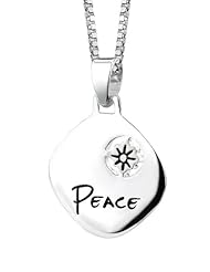 Sterling Silver "Peace Comes From with in" Reversible Pendant Necklace , 18"