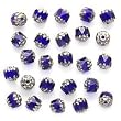 Czech Cathedral Glass Beads 6mm Cobalt Blue/Silver Ends (25)