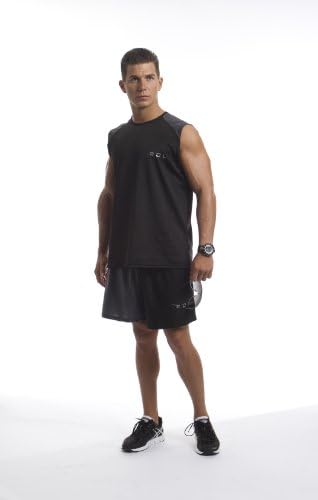R2L Fashion Men's Armor Sleeveless Shirt Black w/ Grey Shoulders Medium
