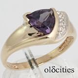 10K Yellow Gold Created Alexandrite & Diamond Ring - OldCities Estate Jewelry