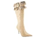 DISTRESSED FUR TRIM POINTED TOE BOOT
