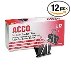 Binder Clips with 5/8" Capacity, Steel Clasp/Nickel-Plated Wire Arms ACC72050