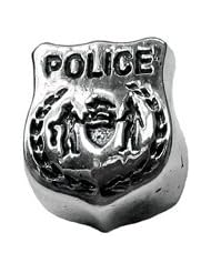 Genuine Zable (TM) Product. 925 Sterling Silver Police Badge Bead Charm. 100% Satisfaction Guaranteed.