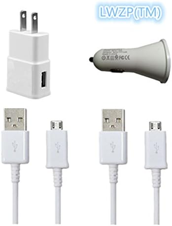 LWZP(TM) High Quality 4 in 1 USB 3.0 Cable, Car & Wall Charger 4 Pc Set - Includes (2) 3 Ft 1m Cable, (1) Car Charger, and (1) Wall Charger for Galaxy S3/S4/Note 2 Galaxy i9100 i9300 i9500 S5830 HTC BLACKBERRY & Other Smartphones(White)4