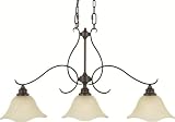 Murray Feiss F2048 3GBZ Morningside Three-Light Billiard Chandelier - Grecian Bronze with Cream Snow Glass Shades