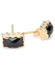 Katie Diamond "Whitney" Black Garnet Center Stud Earrings