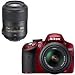 Nikon D3200 24.2 Megapixel Digital SLR Camera with 18-55mm NIKKOR VR Lens, Red - Bundle - with Nikon 85mm f/3.5G AF-S DX Micro ED (VR-II) Nikkor Lens - Nikon USA Warranty