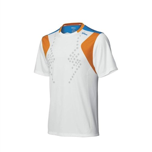 Wilson Herren Shirt Blow Away Crew, white/orange/pool, l, wra141901lg Preisvergleich