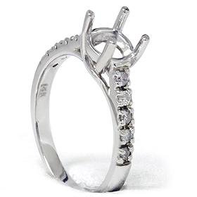 .25CT 14k White Gold Round Accent Diamond Semi Mount Engagement Ring Setting (G/H/I1)