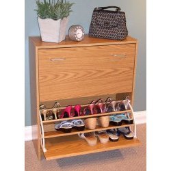 Double Shoe Cabinet-Oak