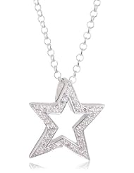 VINANI brand Germany 925 Sterling Silver Women Pendant Star small Zirconia Stone white with Cable Link Chain Necklace ASK-T