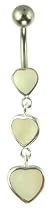 Silver Ladies 3 Heart Mother of Pearl Body Bar
