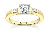 0.9 CT ASSCHER DIAMOND 18K YELLOW GOLD RING NEW