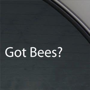 Got bees? Honey Hive Funny 6" (color: WHITE) Vinyl Decal Window Sticker for Cars, Trucks, Windows, Walls, Laptops, and other stuff.