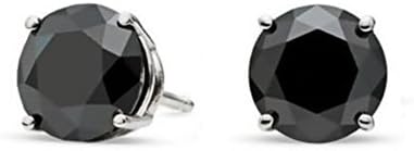 Sterling Silver Black 3mm Round Cubic Zirconia CZ Stud Earrings