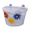 Pyramid Small White Bicycle Basket with Flowers, 9.5