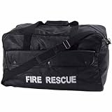 "Embassy Black Hand-Sewn Pebble Grain Genuine Leather 20"" Fire Rescue Duffle Bag"