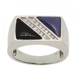 Quartz, Black Onyx & Diamond Ring Crafted in Solid White Gold
