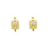 14K Yellow Gold Turtle CZ Stud with Screw-back for Baby & Children