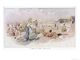 On a Sandy French Plage a Mother Drags Her Reluctant Son Away from
His Pleasures Giclee Poster Print by J. Simont, 24x18