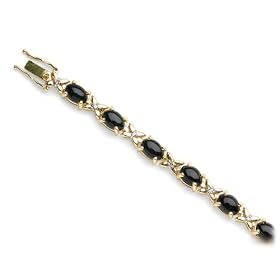 Black Coral Bracelet with Diamond in 14K Yellow Gold by Maui Divers of Hawaii